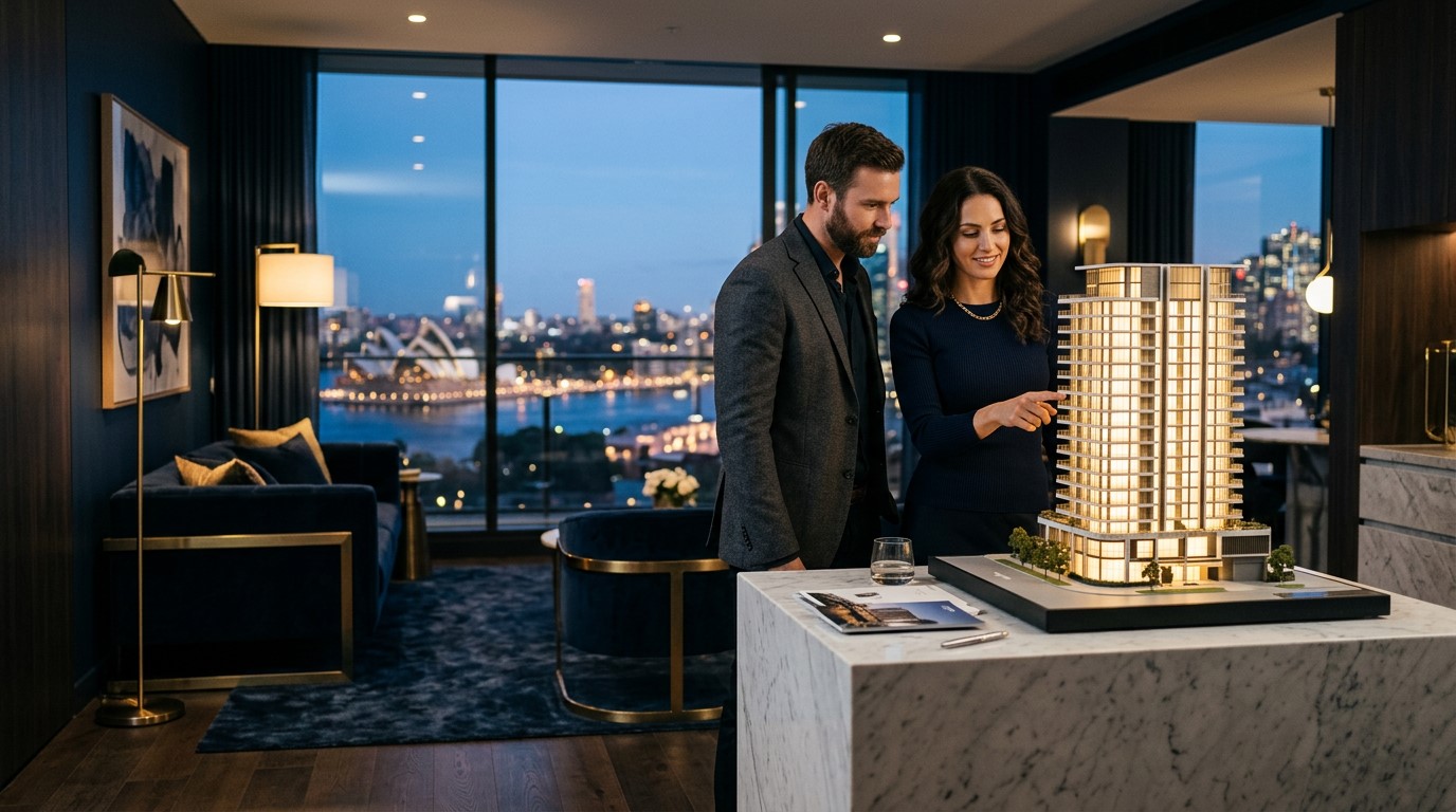 Sydney apartment display suite — a BlueStar-backed presales differentiator